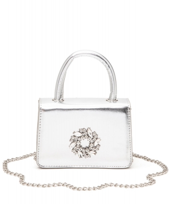 Metallic Petite Top Handle Clutch Bag 55-203 SILVER